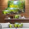 Designart - Summer Forest in Beautiful River - Landscapes Painting Print on Wrapped Canvas